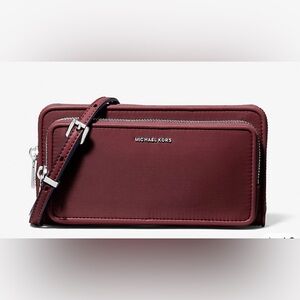 Michael Kors Jet set large Wine Oxblood crossbody bag Silver Hardware UNISEX